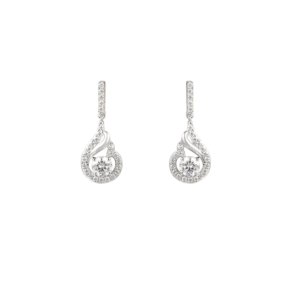 Amore Silver Cubic Zirconia Bella Teardrop Earrings