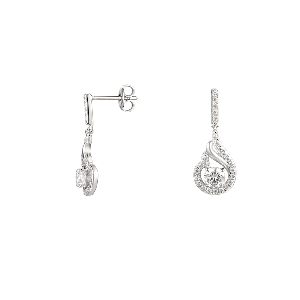 Amore Silver Cubic Zirconia Bella Teardrop Earrings