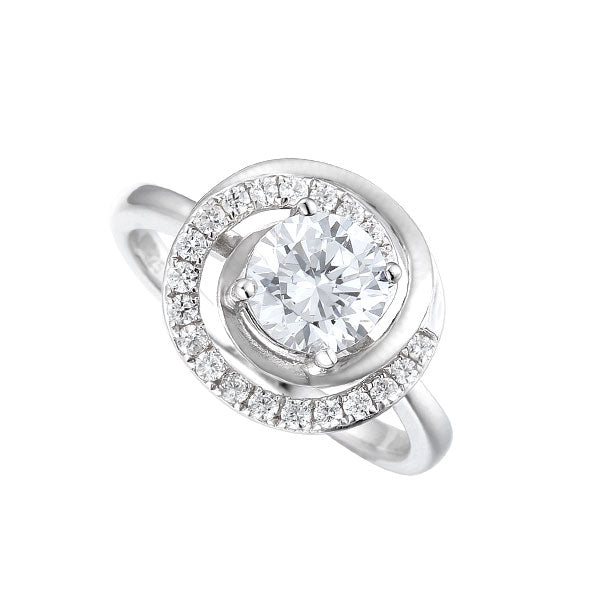 Amore Luna Swirl CZ Silver Ring (K1/2)