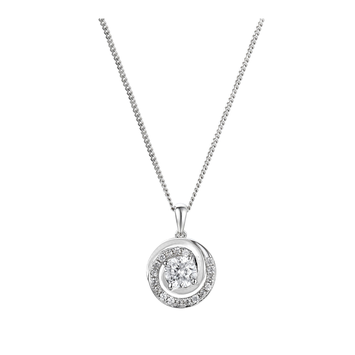 Amore Luna Cubic Zirconia Silver Necklace - Michael Jones Jeweller