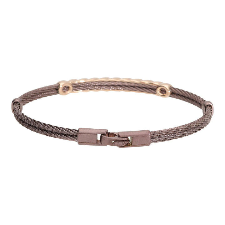 Salvatore Bersani B-Joy Brown PVD Steel Two-Strand Men’s Bracelet with Chain Style 18ct Rose Gold & 0.22ct Diamonds