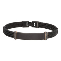 Salvatore Bersani B-Joy Black PVD Steel Four-Strand Men’s Bracelet with 18ct Rose Gold & 0.16ct Black Diamonds
