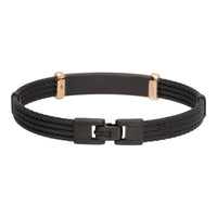 Salvatore Bersani B-Joy Black PVD Steel Four-Strand Men’s Bracelet with 18ct Rose Gold & 0.16ct Black Diamonds - Michael Jones Jeweller