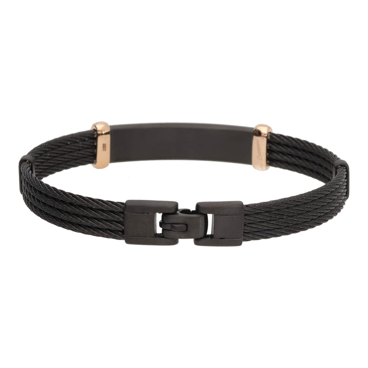 Salvatore Bersani B-Joy Black PVD Steel Four-Strand Men’s Bracelet with 18ct Rose Gold & 0.16ct Black Diamonds