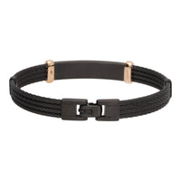 Salvatore Bersani B-Joy Black PVD Steel Four-Strand Men’s Bracelet with 18ct Rose Gold & 0.16ct Black Diamonds