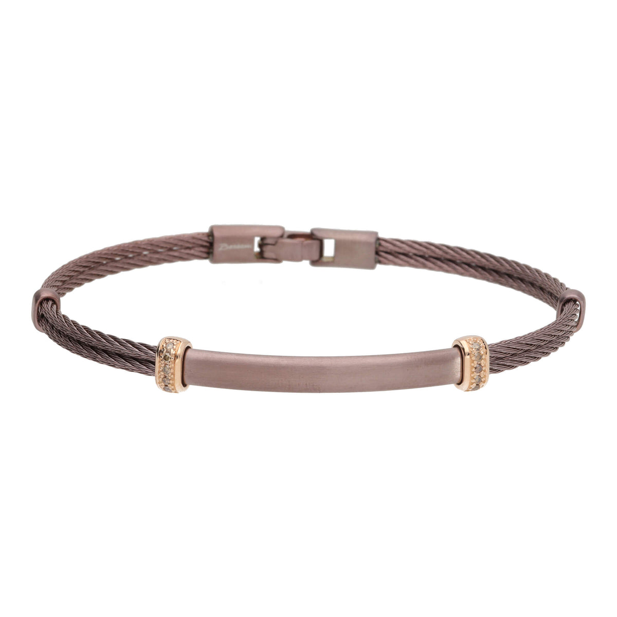 Salvatore Bersani B-Joy Brown PVD Steel Two-Strand Men’s Bracelet with 18ct Rose Gold & 0.10ct Diamonds - Michael Jones Jeweller