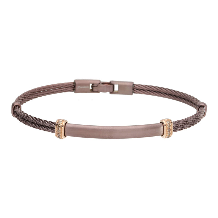 Salvatore Bersani B-Joy Brown PVD Steel Two-Strand Men’s Bracelet with 18ct Rose Gold & 0.10ct Diamonds