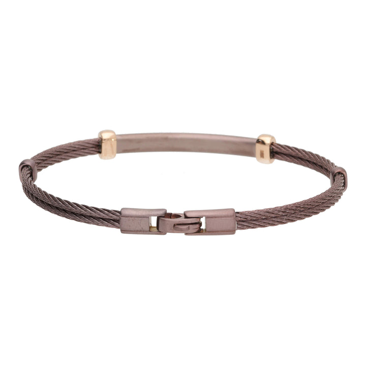 Salvatore Bersani B-Joy Brown PVD Steel Two-Strand Men’s Bracelet with 18ct Rose Gold & 0.10ct Diamonds