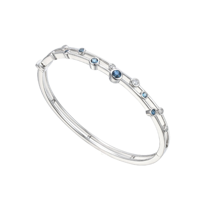 Amore Bubble Blue Topaz and CZ Silver Bangle