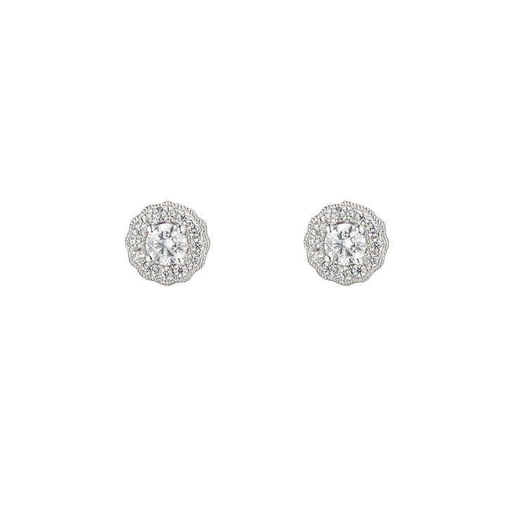 Amore Silver Cubic Zirconia Cluster Earrings