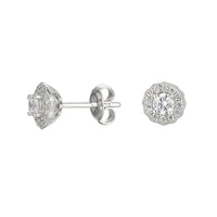 Amore Silver Cubic Zirconia Cluster Earrings