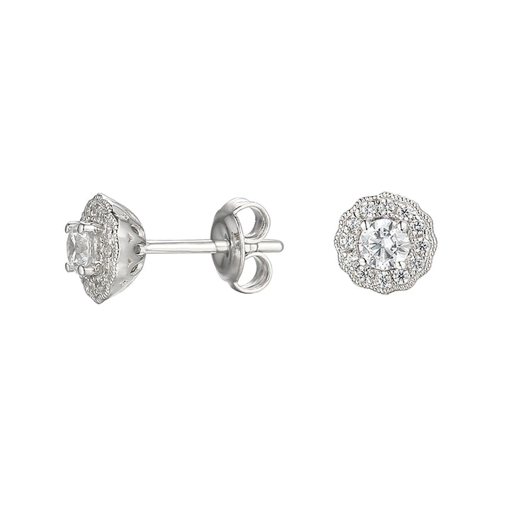 Amore Silver Cubic Zirconia Cluster Earrings