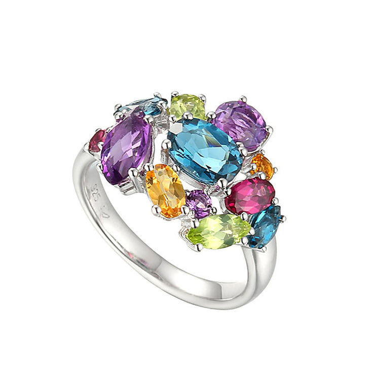 Amore Rainbow Cocktail Silver Ring (N)