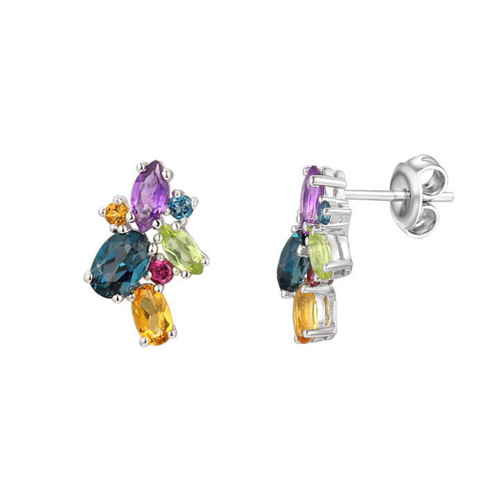 Amore Silver Mixed Stone Cocktail Earrings