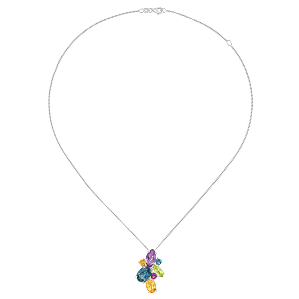 Amore Silver Mixed Stone Cocktail Necklace - Michael Jones Jeweller