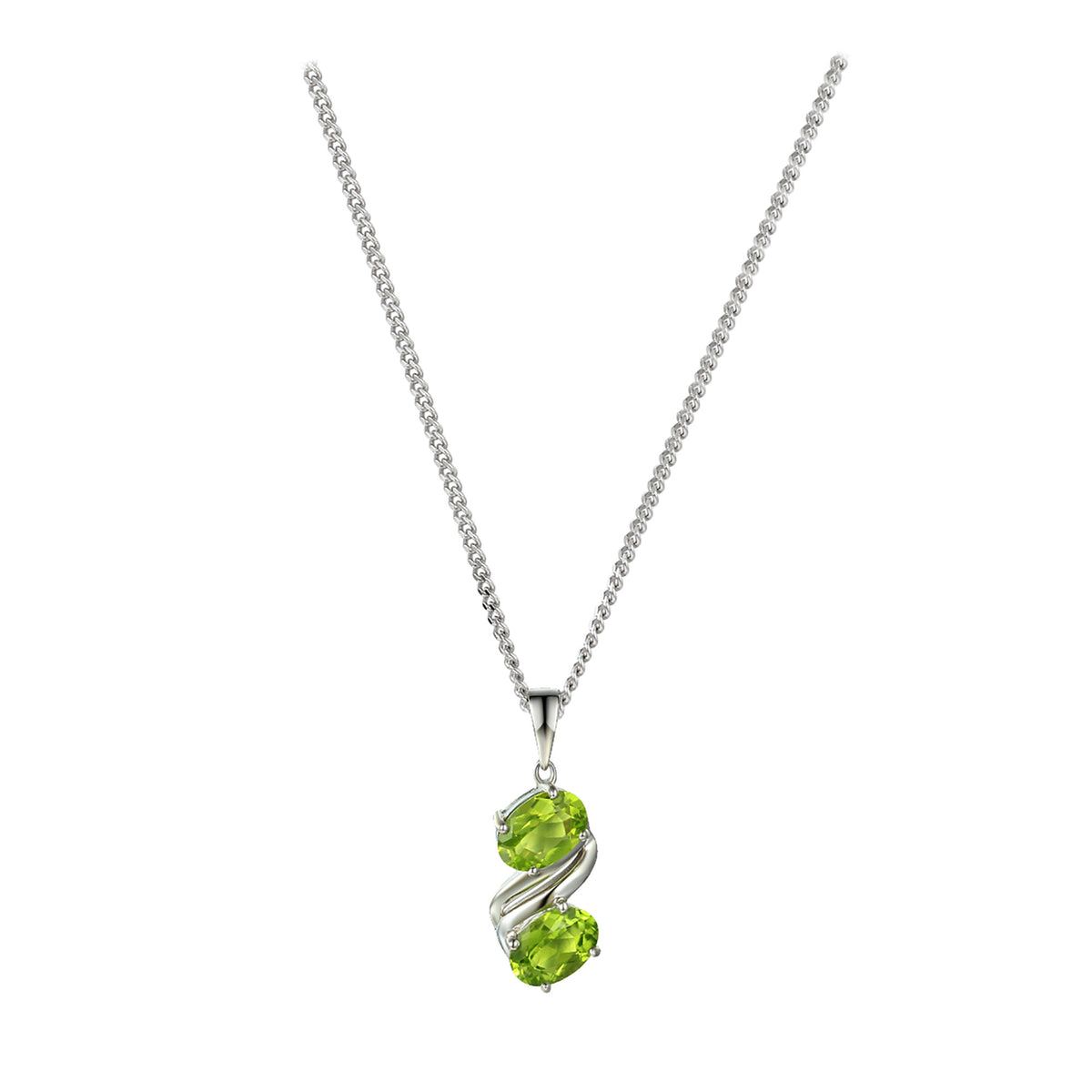 Amore Couple Peridot Silver Necklace - Michael Jones Jeweller
