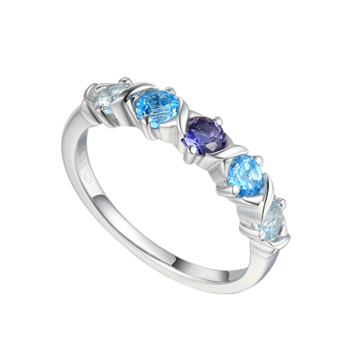 Amore Cross My Heart Iolite and Blue Topaz Silver Ring