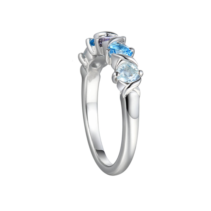 Amore Cross My Heart Iolite and Blue Topaz Silver Ring