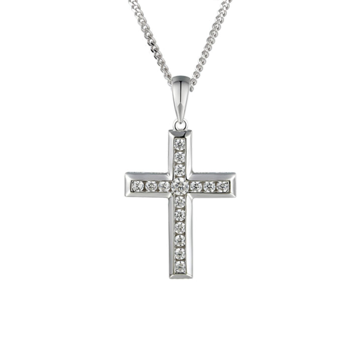Amore CZ Cross Silver Pendant