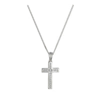Amore Blessed Cross Cubic Zirconia Silver Necklace