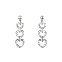 Amore Graduated Heart Silver Drop Earrings