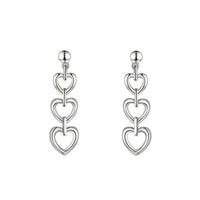 Amore Graduated Heart Silver Drop Earrings