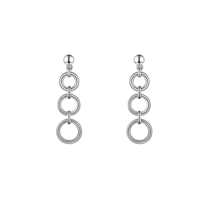Amore Circque Open Circle Silver Drop Earrings - Michael Jones Jeweller