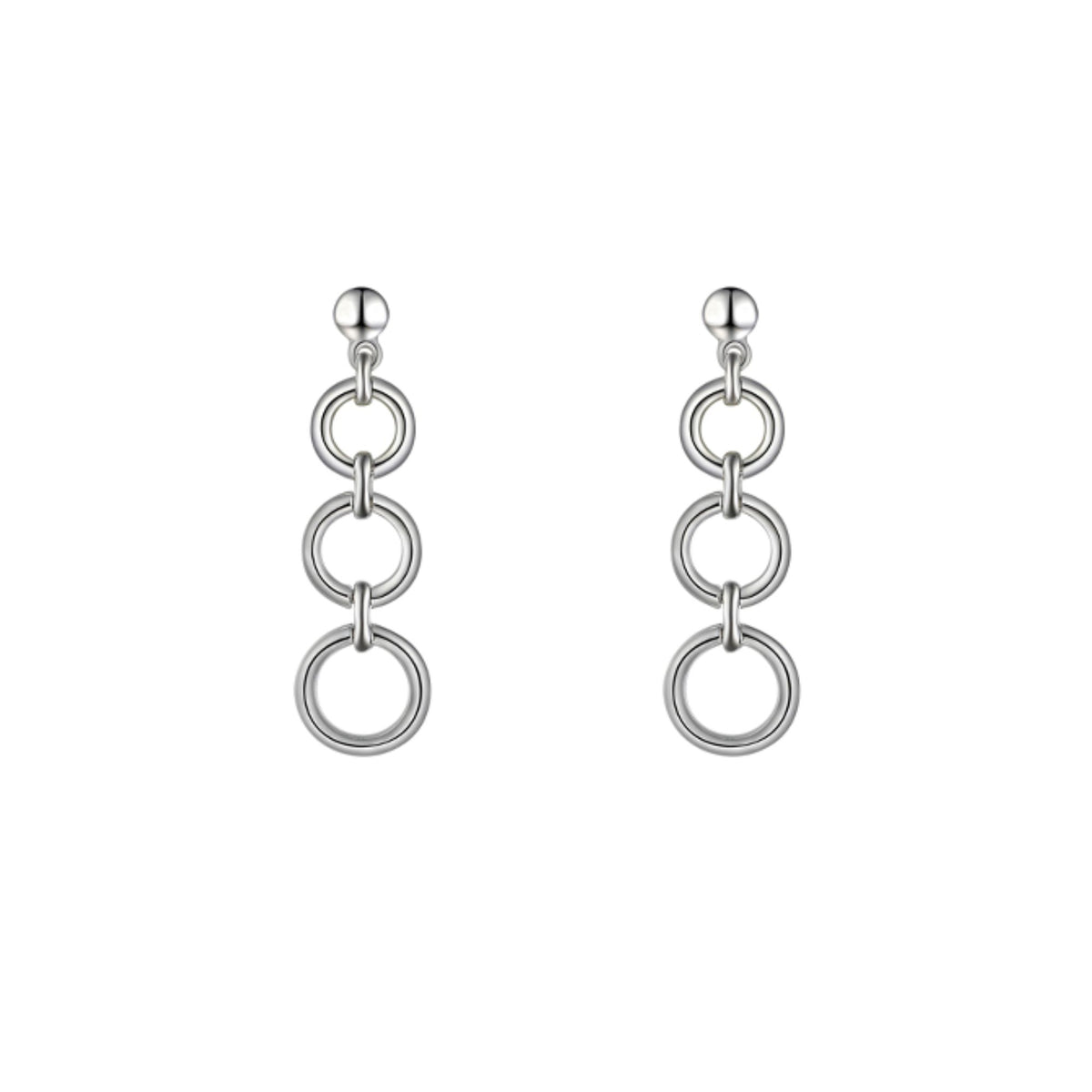 Amore Circque Open Circle Silver Drop Earrings - Michael Jones Jeweller