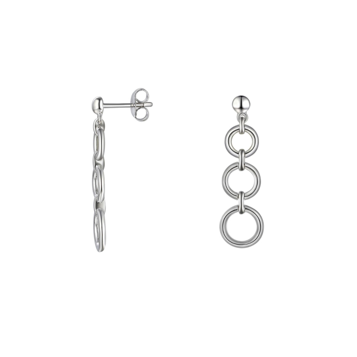 Amore Circque Open Circle Silver Drop Earrings - Michael Jones Jeweller