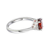 Amore Garnet CZ Trefoil Silver Ring (M)