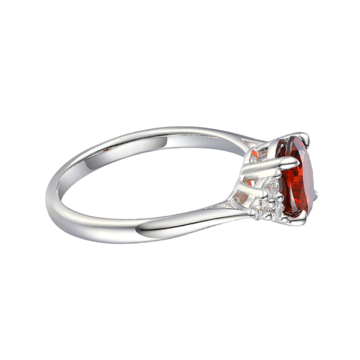 Amore Garnet CZ Trefoil Silver Ring (M)
