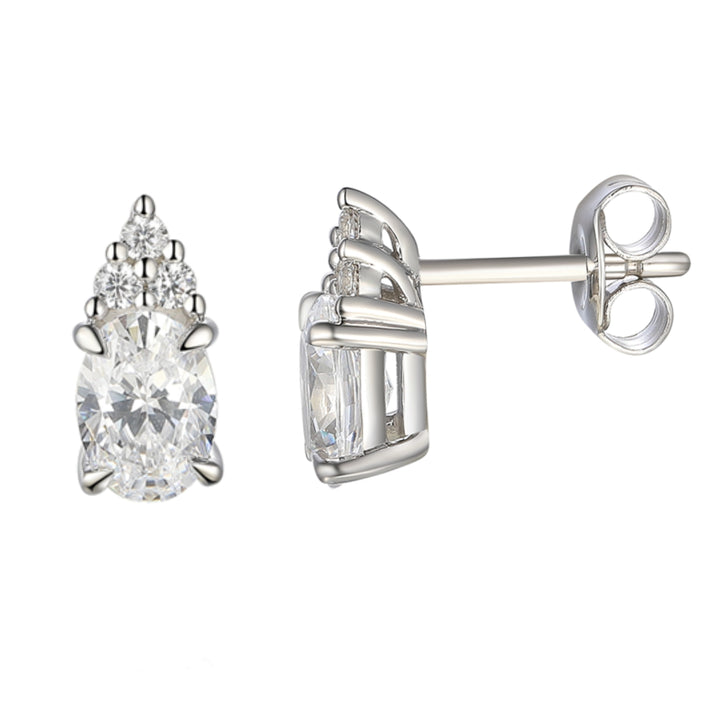 Amore Trefoil CZ Silver Stud Earrings