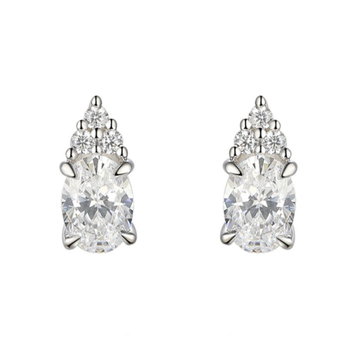 Amore Trefoil CZ Silver Stud Earrings
