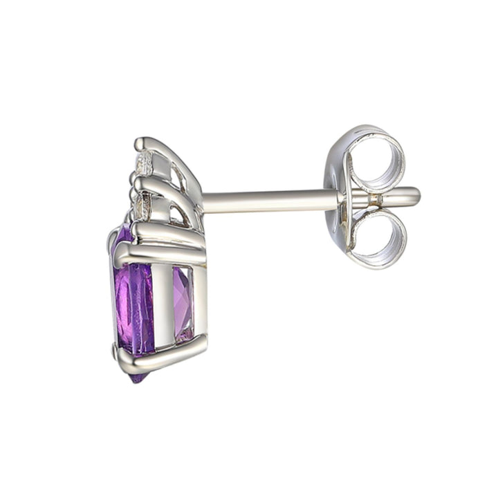 Amore Amethyst and CZ Silver Stud Earrings