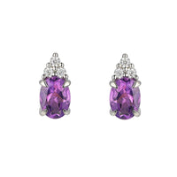 Amore Amethyst and CZ Silver Stud Earrings