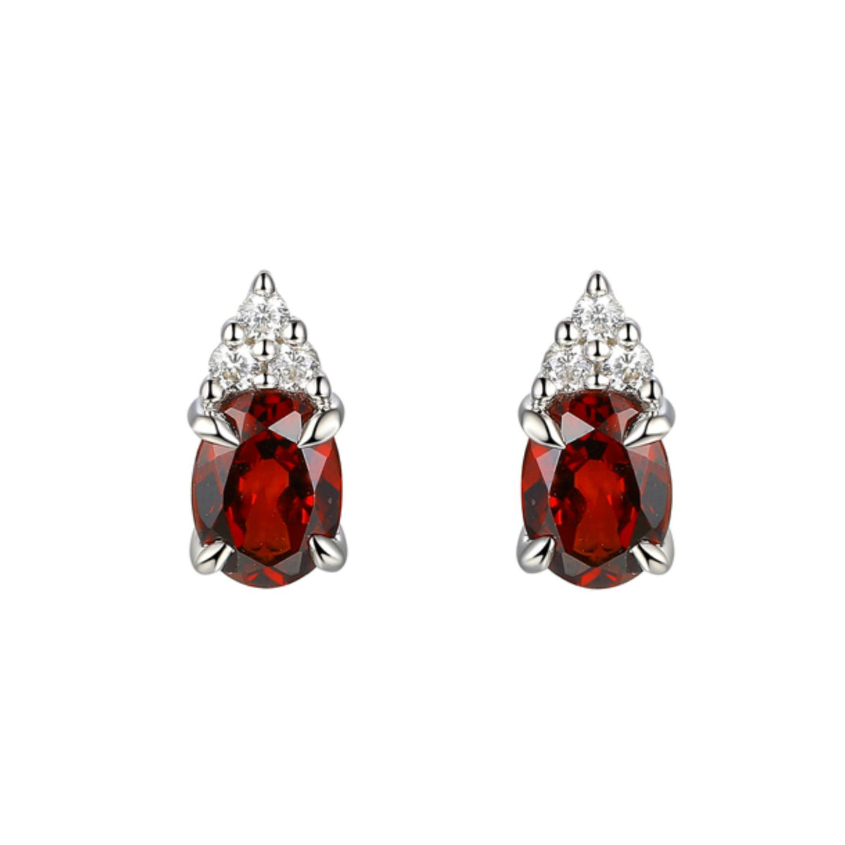 Amore Garnet and CZ Silver Stud Earrings - Michael Jones Jeweller