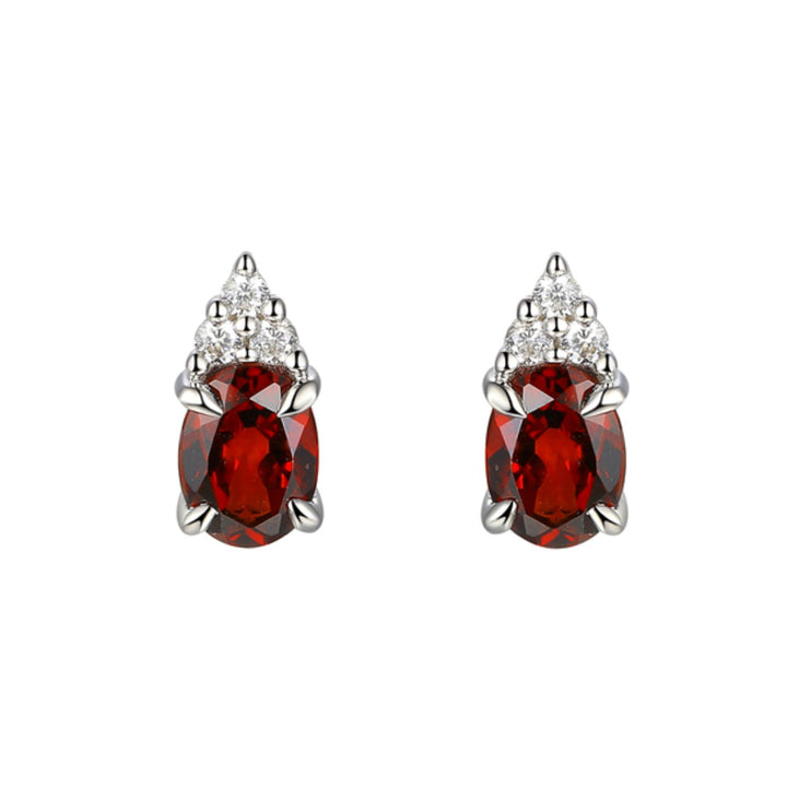 Amore Garnet and CZ Silver Stud Earrings