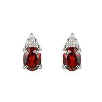 Amore Garnet and CZ Silver Stud Earrings