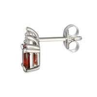 Amore Garnet and CZ Silver Stud Earrings