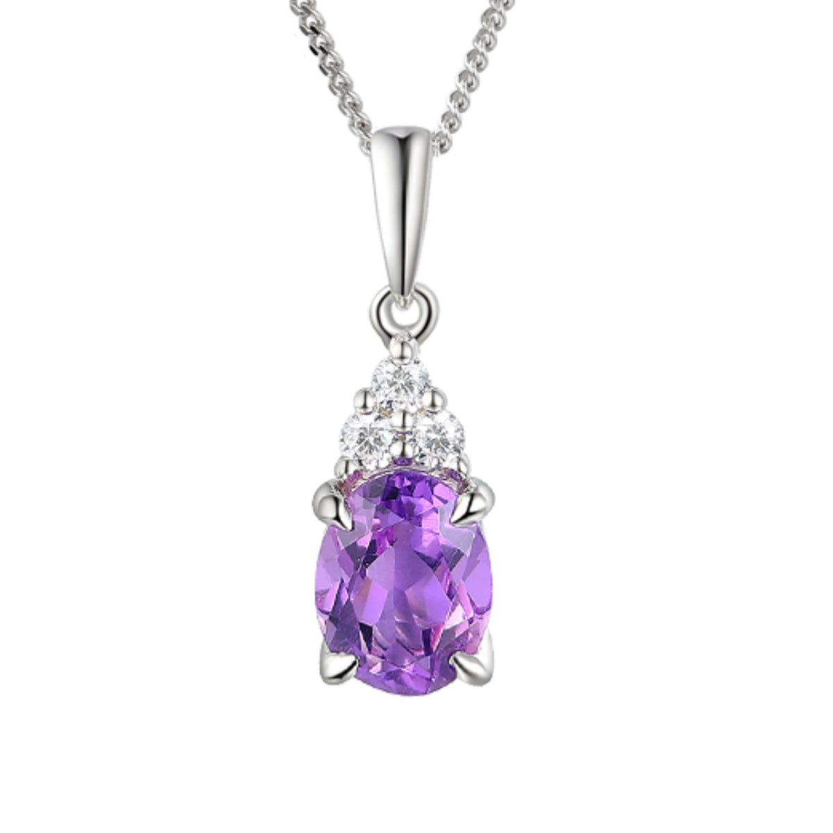 Amore Amethyst and CZ Silver Necklace - Michael Jones Jeweller