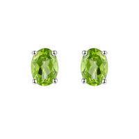 Amore Oval Peridot Silver Stud Earrings