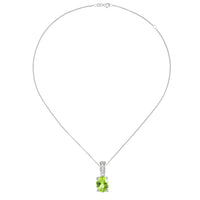 Amore Oval Peridot and CZ Silver Necklace