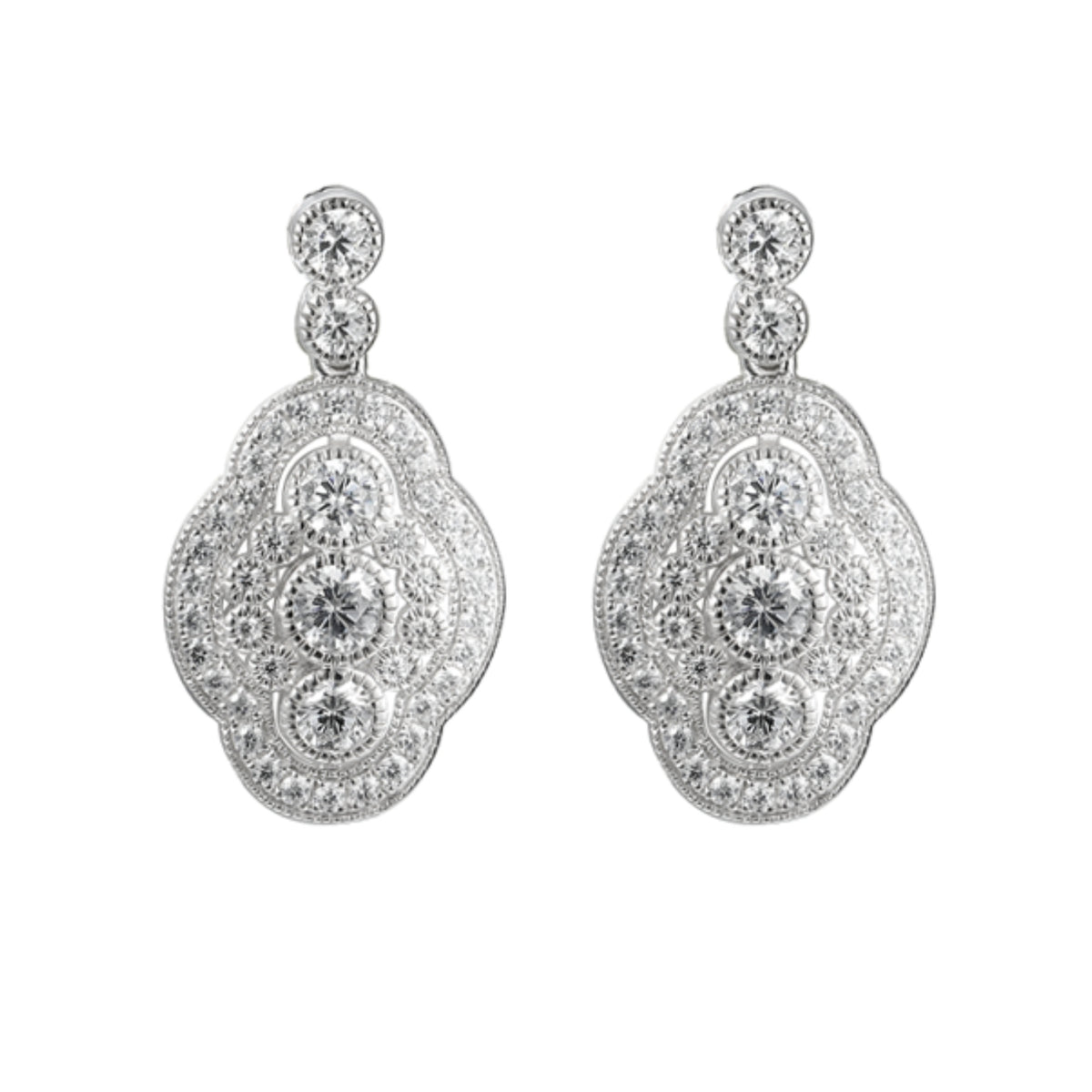 Amore Revival CZ Silver Drop Earrings - Michael Jones Jeweller