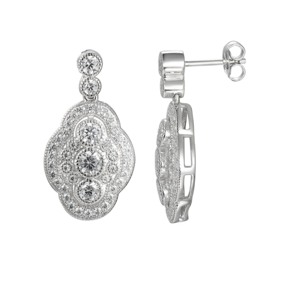 Amore Revival CZ Silver Drop Earrings - Michael Jones Jeweller