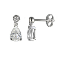 Amore Droplet CZ Silver Drop Earrings