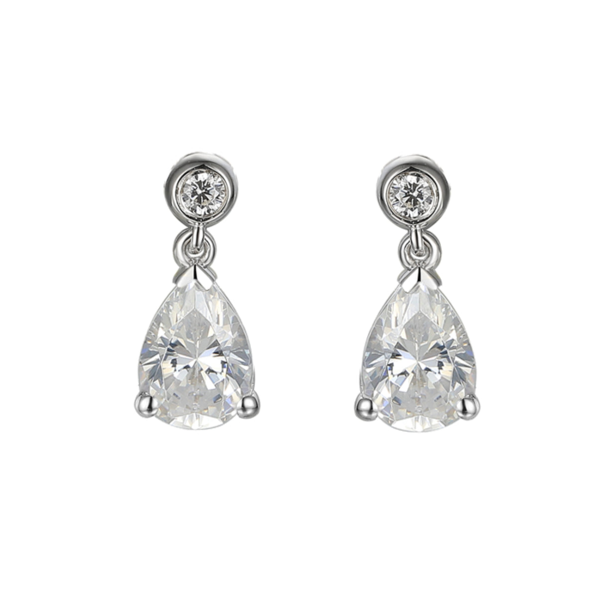 Amore Droplet CZ Silver Drop Earrings - Michael Jones Jeweller