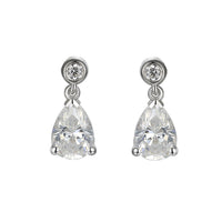Amore Droplet CZ Silver Drop Earrings