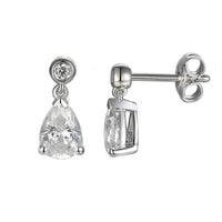 Amore Droplet CZ Silver Drop Earrings