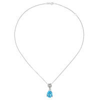 Amore Droplet Blue Topaz CZ Silver Pendant - Michael Jones Jeweller