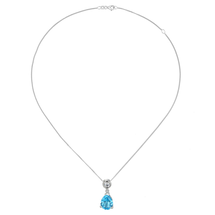 Amore Droplet Blue Topaz CZ Silver Pendant - Michael Jones Jeweller